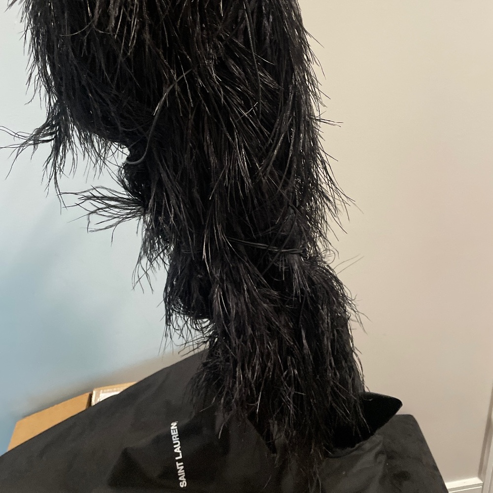 Ysl ostrich feather boots